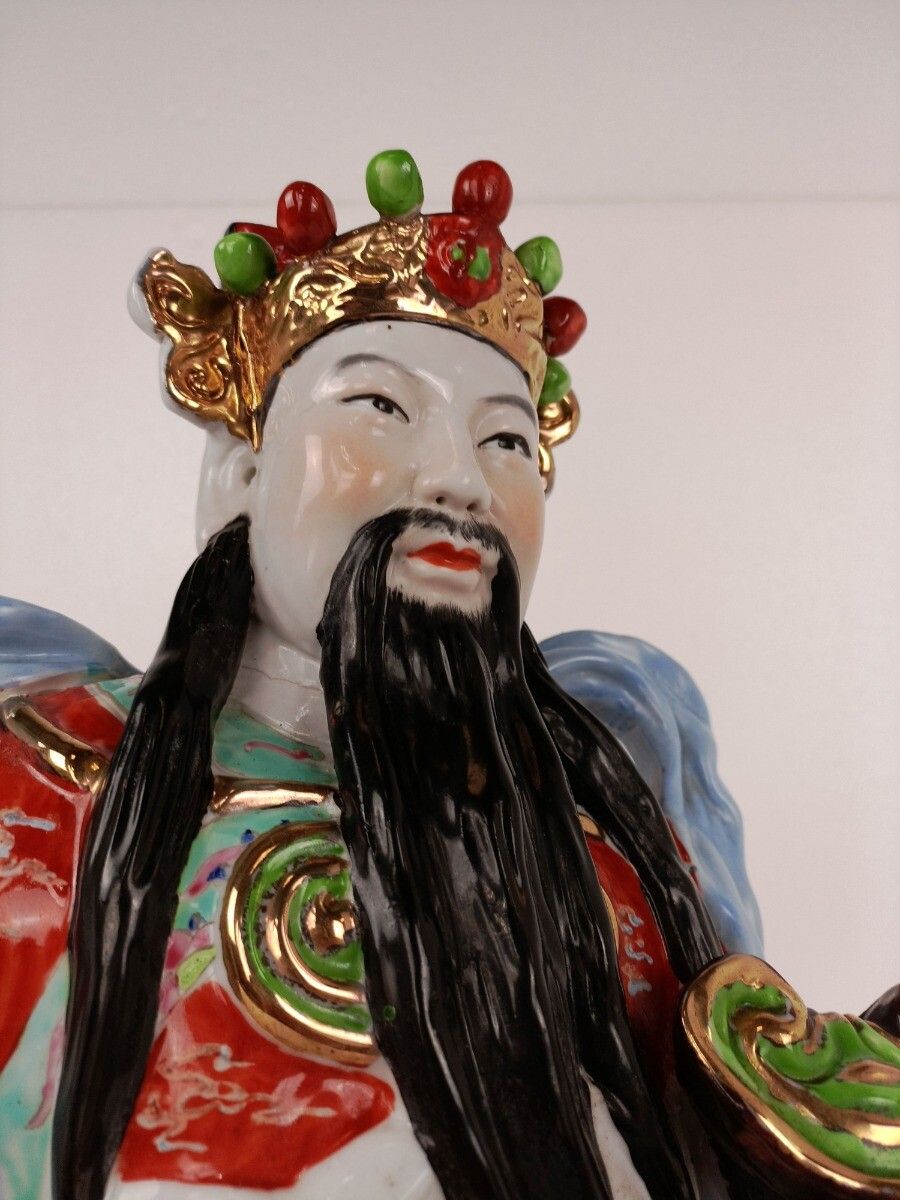 photo furniture Porcelain Statue Chinese Lu Xing Good Fortune  Lucky Symbol Fu Lu Shou San Xing
