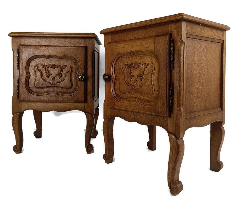 Pair Of Nightstands End Tables Cabinets Louis XV Style Bedroom Cabinets Wood Vin