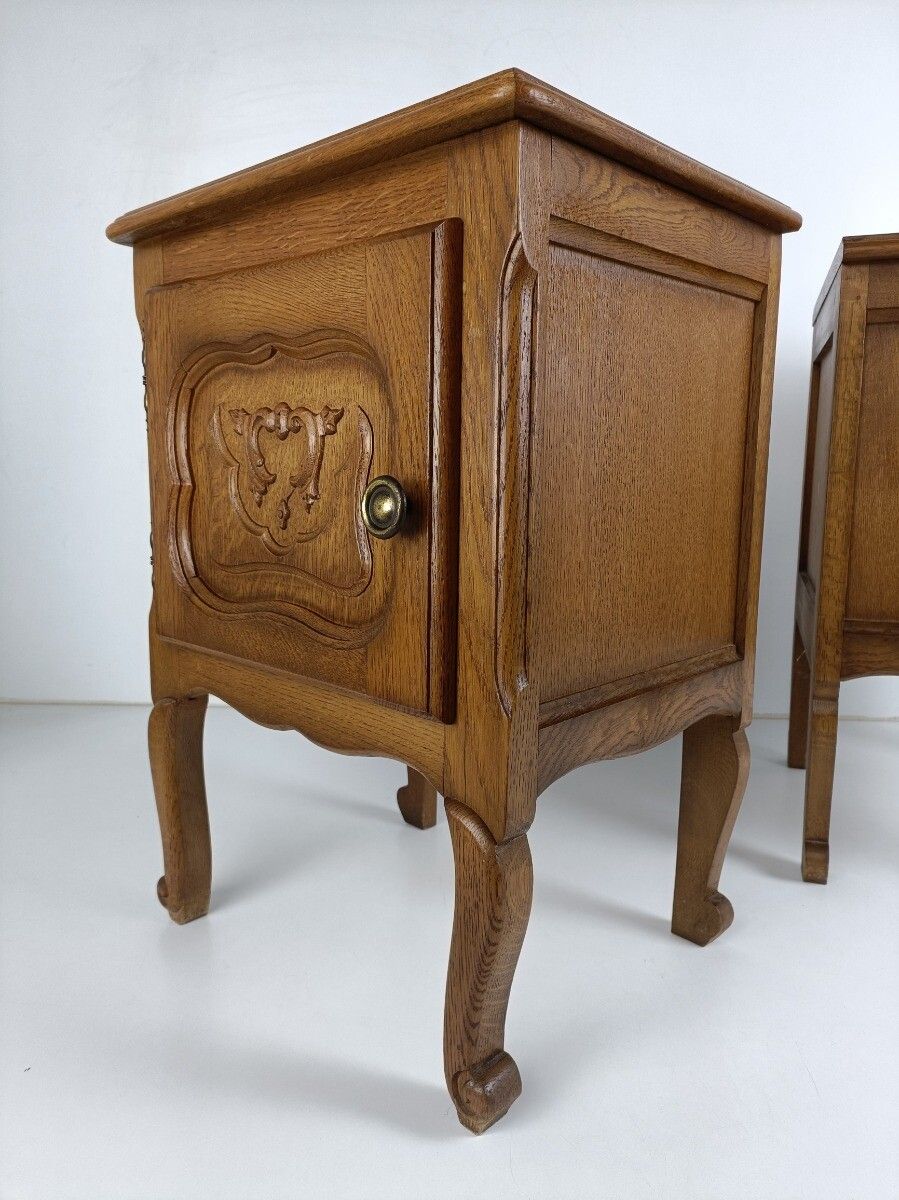 Pair Of Nightstands End Tables Cabinets Louis XV Style Bedroom Cabinets Wood Vin photo vinterior
