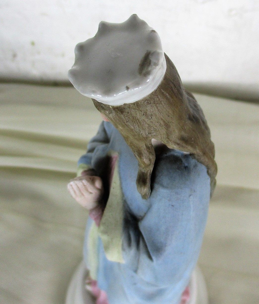 Antique Porcelain Bisque Statue Virgin Mary Our Lady Folded Hands Praying Htf photo vinterior
