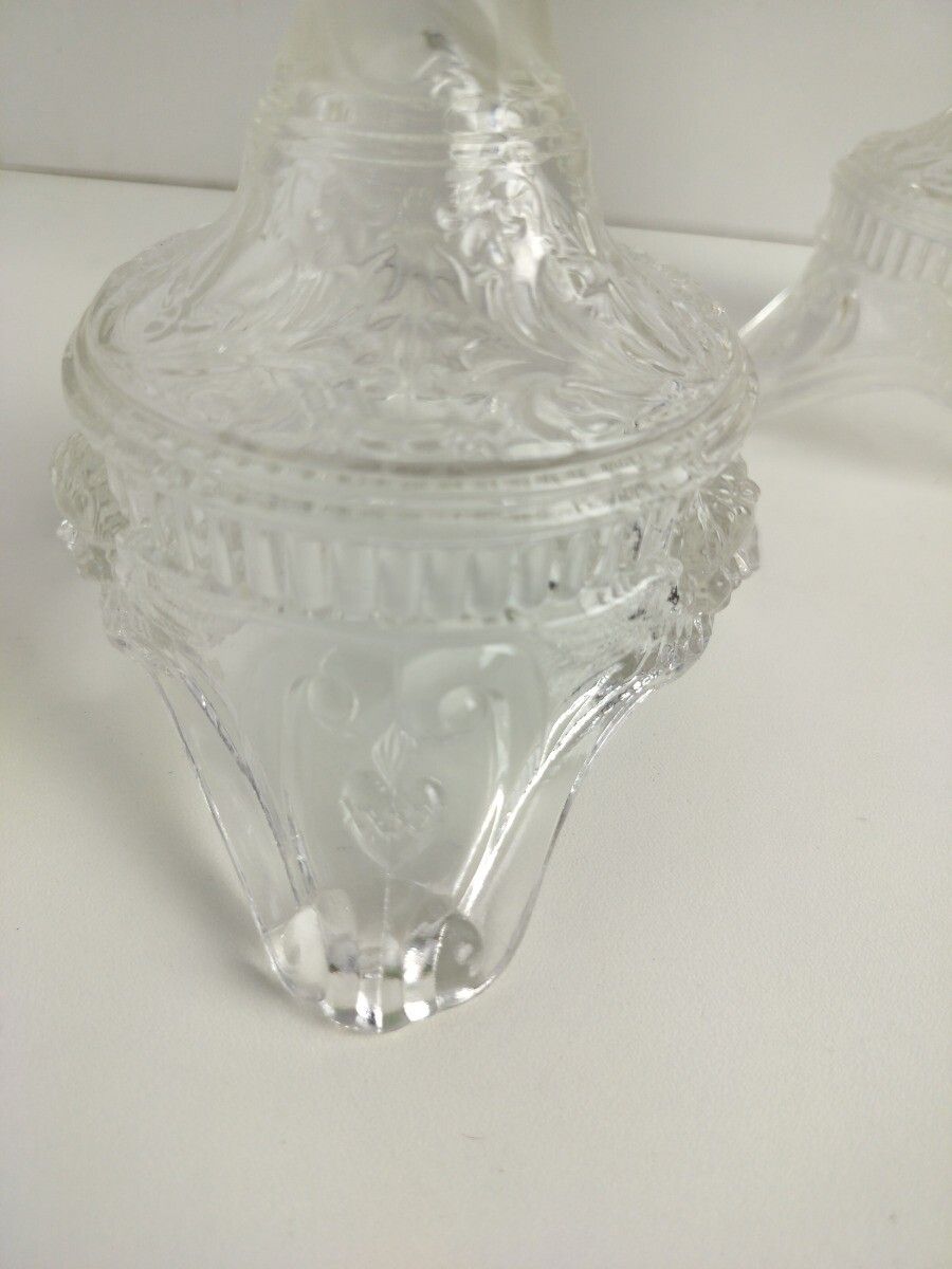 Couple Candle Holders Art Glass S  Holy Heart Virgin Mary Christ Prisms Vintage photo vintage