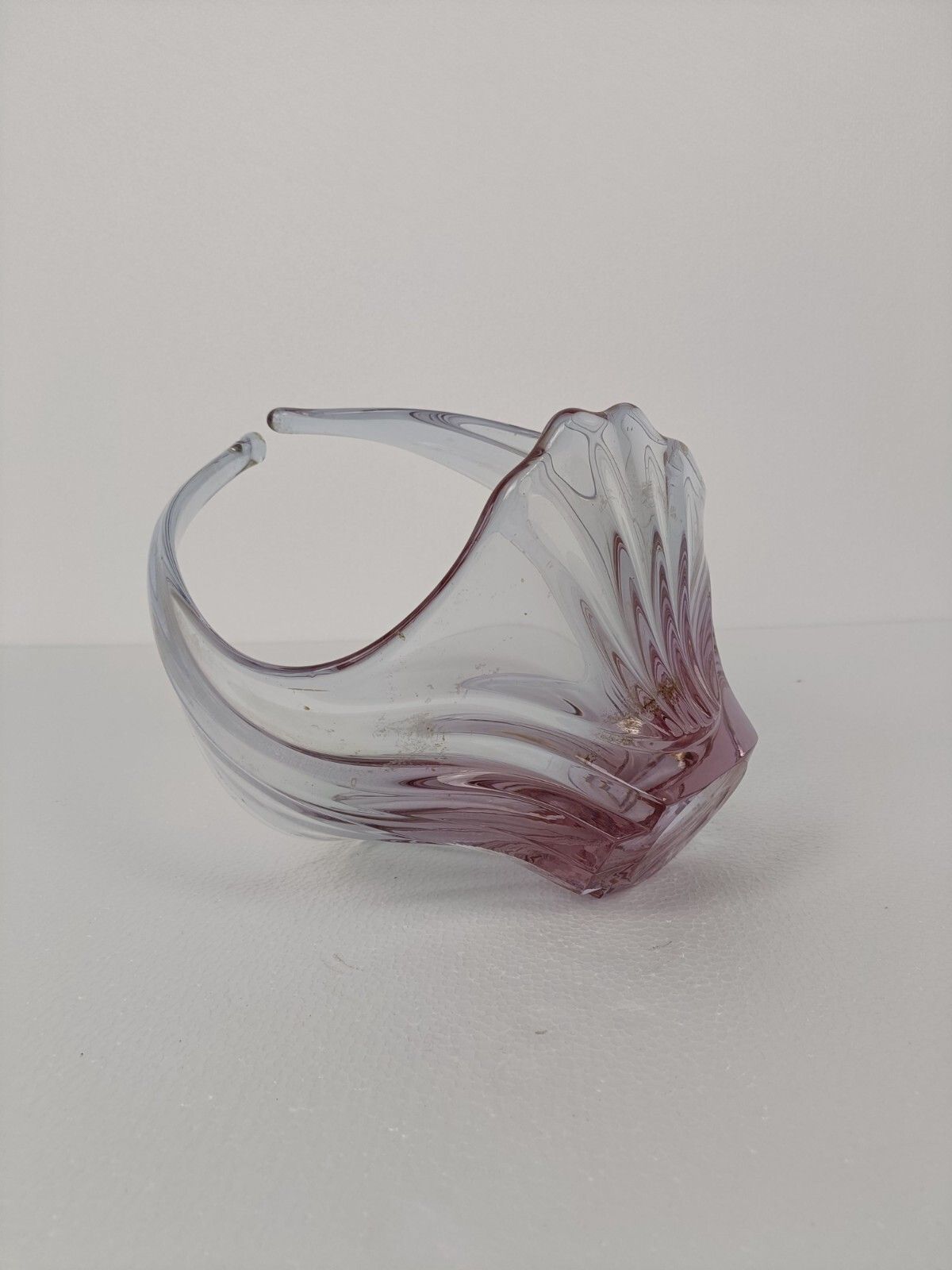 Italian Cranberry Purple Clear Bowl Dish Centerpiece Murano Seguso Art Glass photo 204.0
