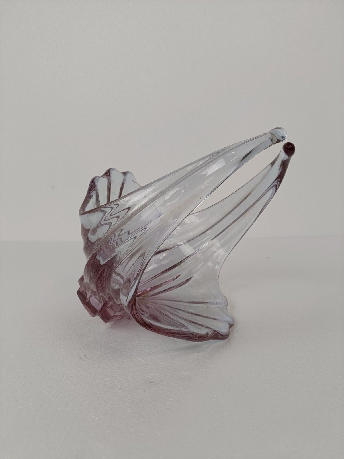 Italian Cranberry Purple Clear Bowl Dish Centerpiece Murano Seguso Art Glass photo vinterior