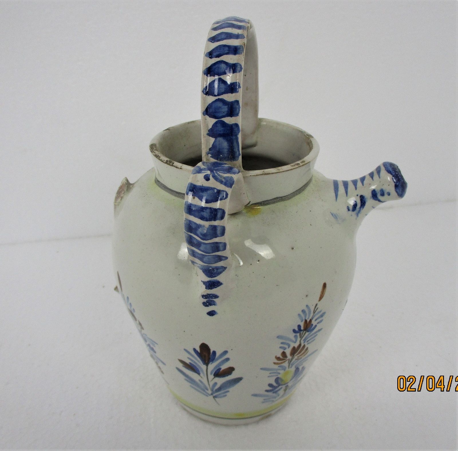 Antique French Henriot Hb Quimper Tea Coffee Pot Decor Bretonne Polychrome Hand photo furniture