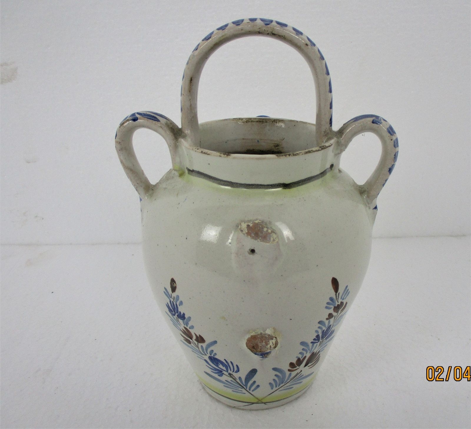Antique French Henriot Hb Quimper Tea Coffee Pot Decor Bretonne Polychrome Hand photo Home Decor