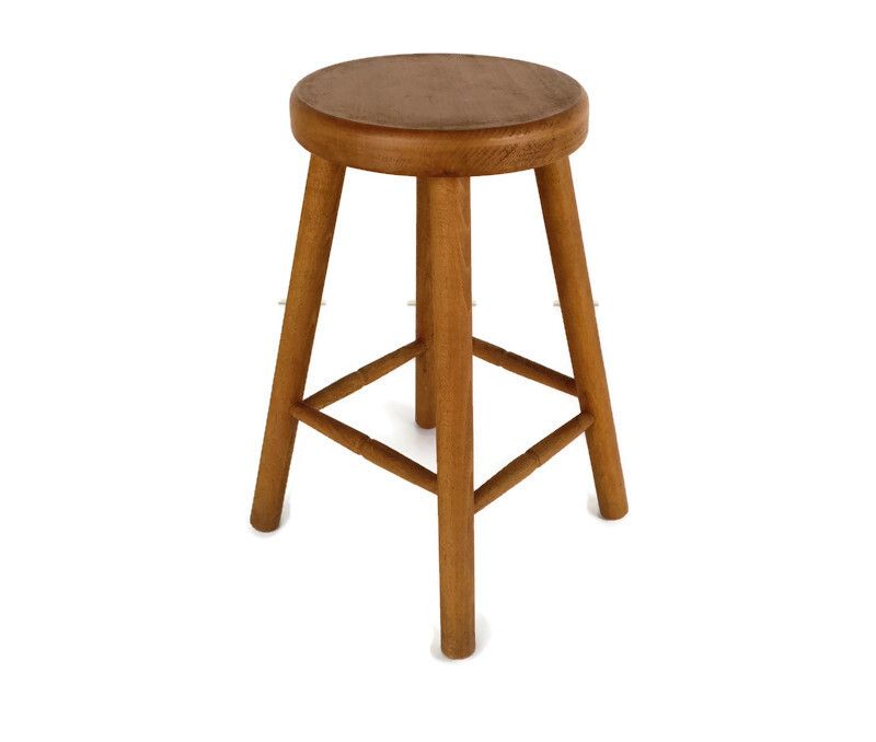 Hand Carved Wood Tripod Milking Stool Pedestal Table Pedestal Farmhouse Style Fu