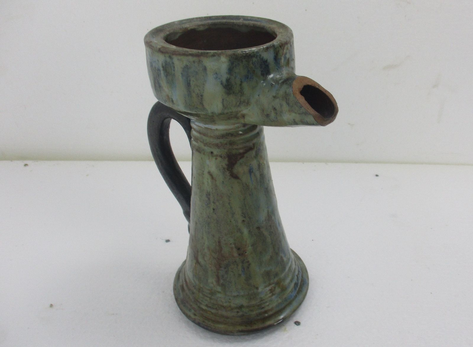 Antique Barbotine Majolica French Tavern Pitcher Glazed Heavy Pottery photo furniture