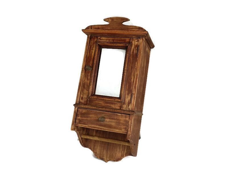 Antique Medicine Apothecary Shaving Cabinet Special Wood Wall Hanging Barn Farmh