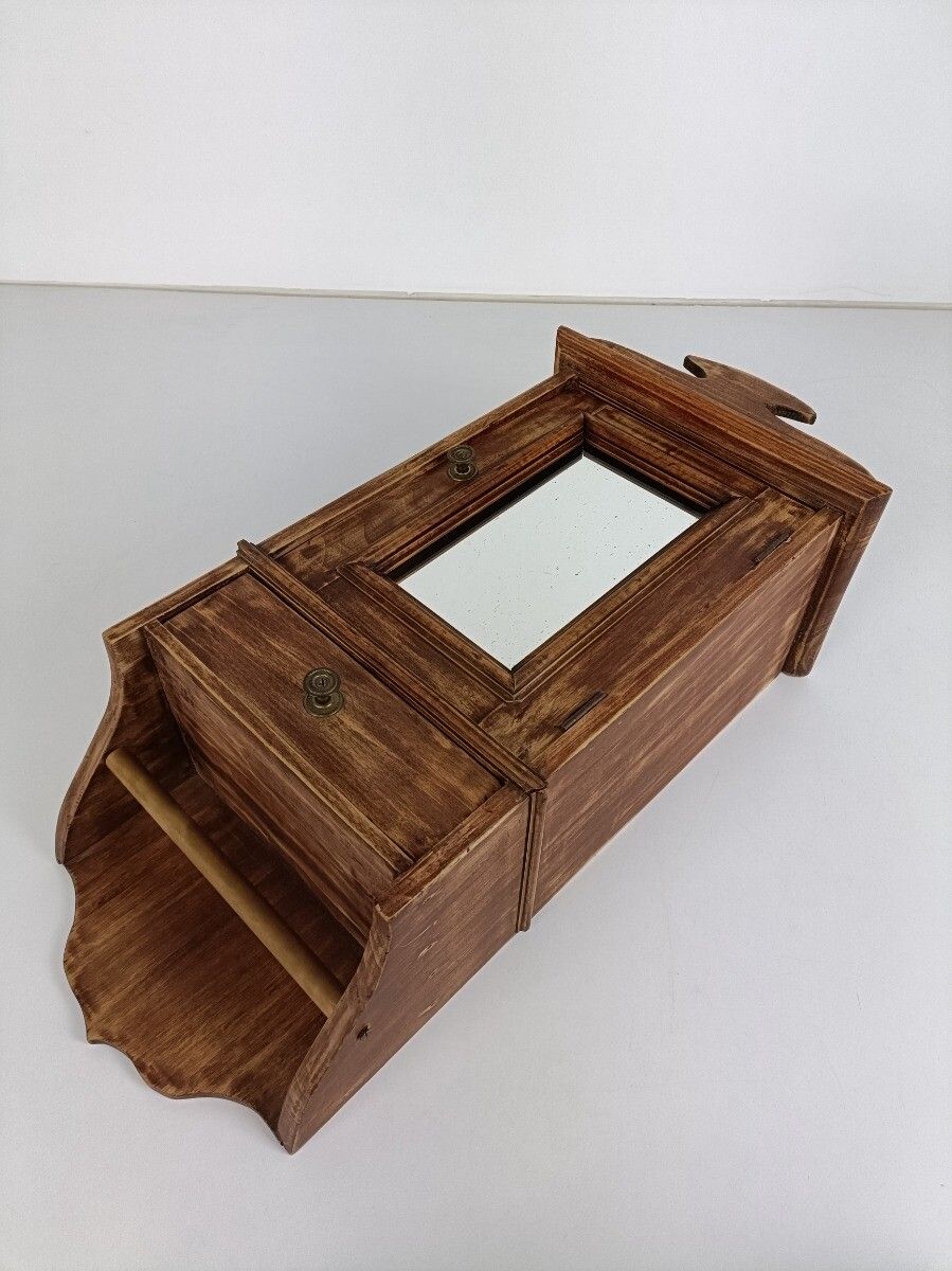 Antique Medicine Apothecary Shaving Cabinet Special Wood Wall Hanging Barn Farmh photo Furniture