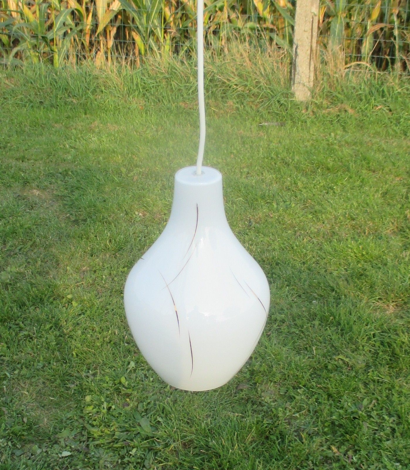 Vintage Chandelier Pendant Opaline Bottle Form Gold Gilt Painted Art Deco Nice photo Lighting