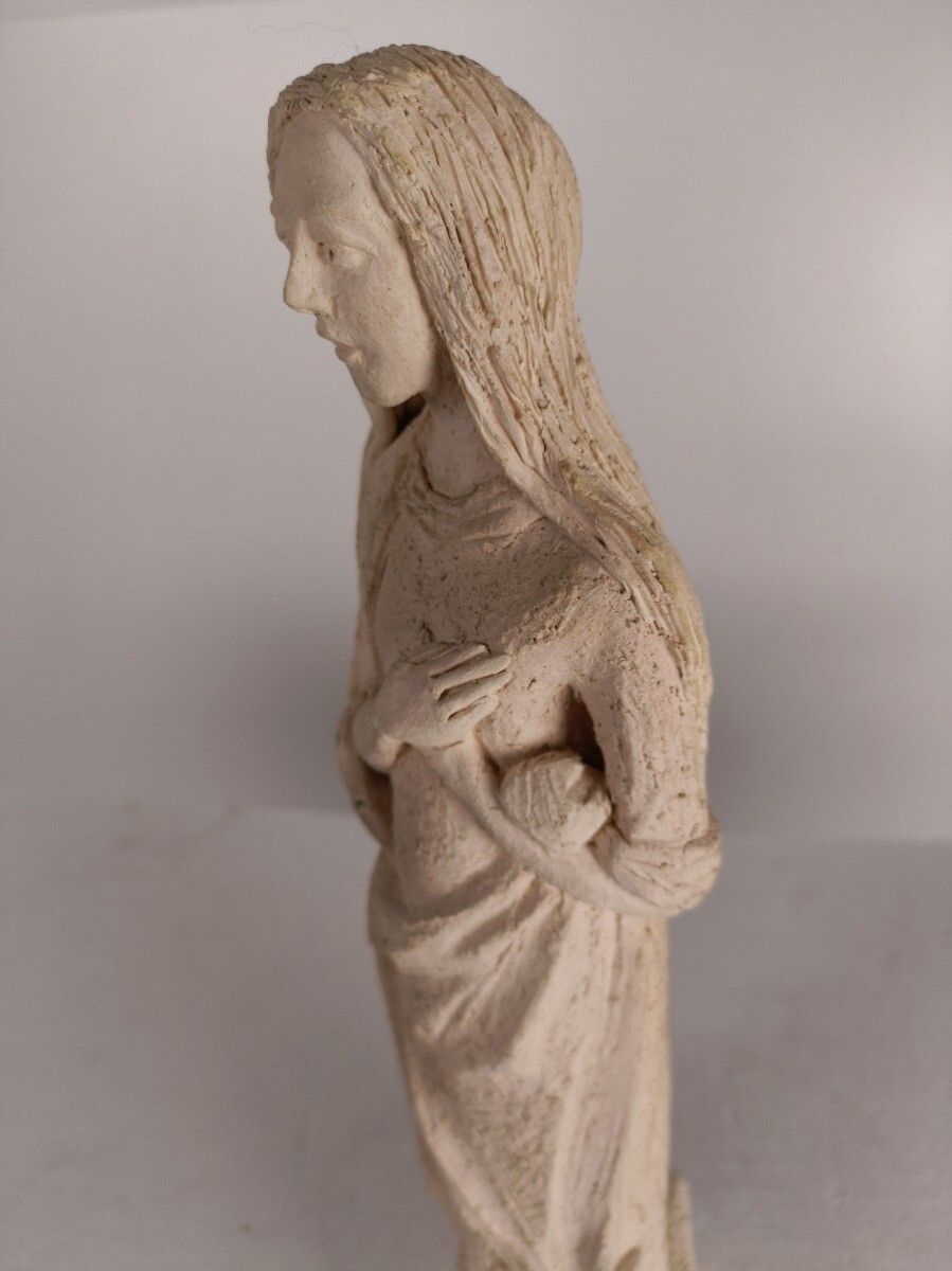 Lovely Sculpture, Virgin Mary, Lady, Folded Hands, Signed, Mlh, Female, Plaster, photo 101.0