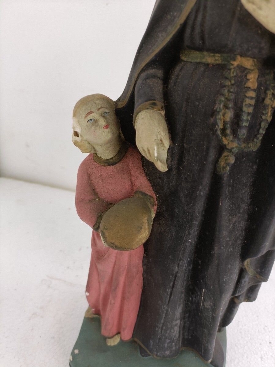 Antique Statue Saint Santo Gerard Santo Majella  Neo Gothic Plaster Priest  Infa photo for sale
