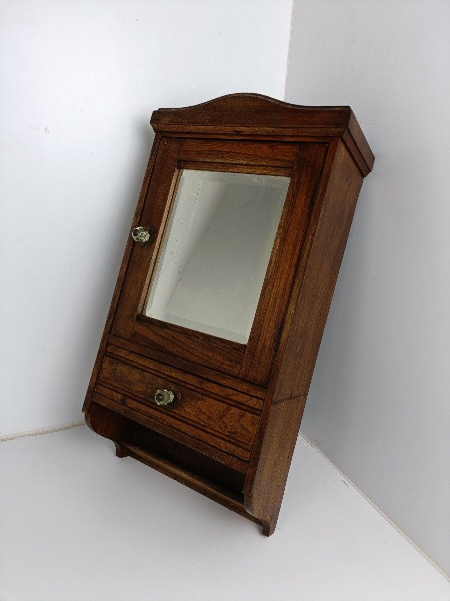Apothecary Medicine  Bathroom Kitchen Cabinet Barn Farmhouse Style Carved Wood B photo furniture