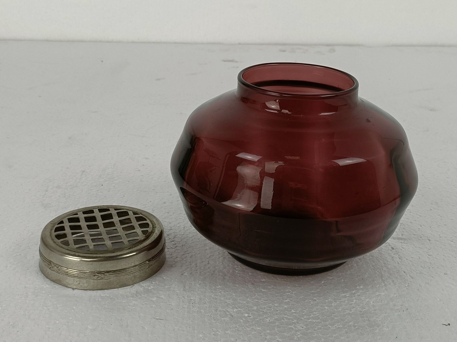Art Deco Vase  Cranberry Glass Flower Holder Pique Fleurs Gorgeous photo vinterior