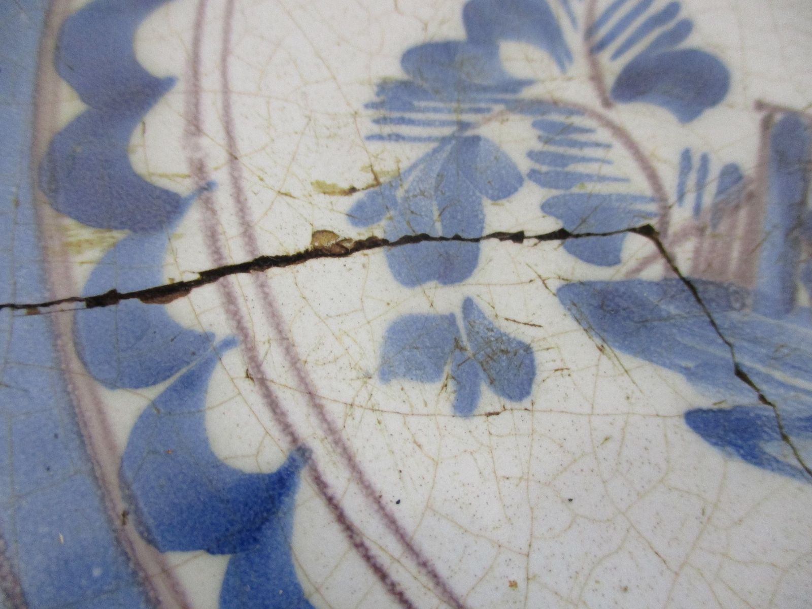 18th Century Delft Wall Hanging Charger Plate Blue White Antique Flower Pattern photo Art
