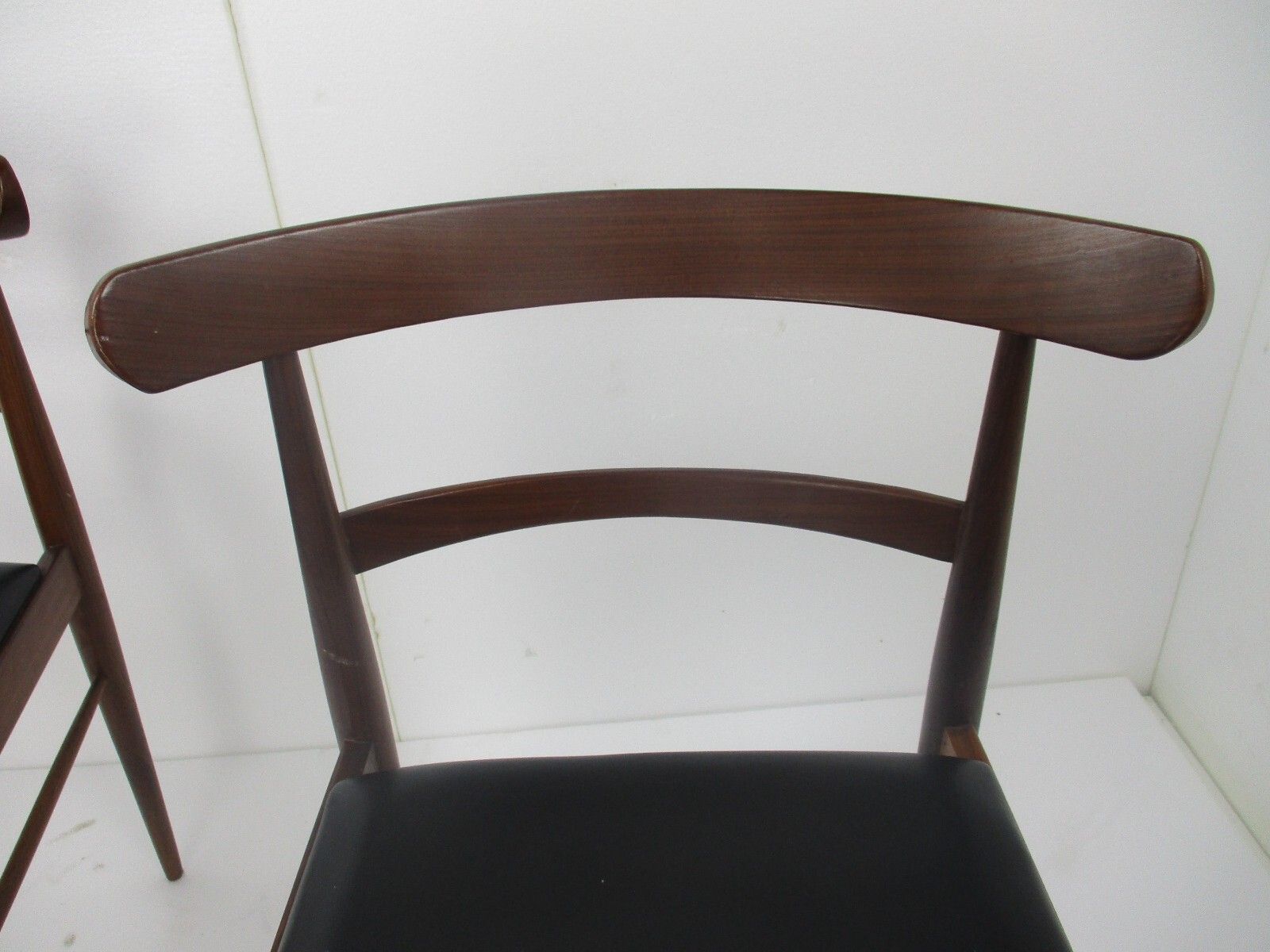 Two Vintage Dining Chairs Scandinavian Modernist Style Teak Faux Leather French photo buy