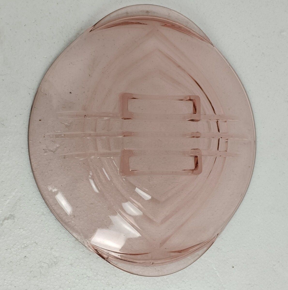 Antique Art Deco Pink Depression Glass Tray And Serving Tray Gorgeous Two Pieces photo buy