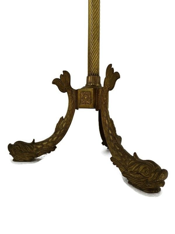Standing Hall Tree Coat Hallway Rack Brass Fish  Base Hollywood  Regency Italy photo furniture