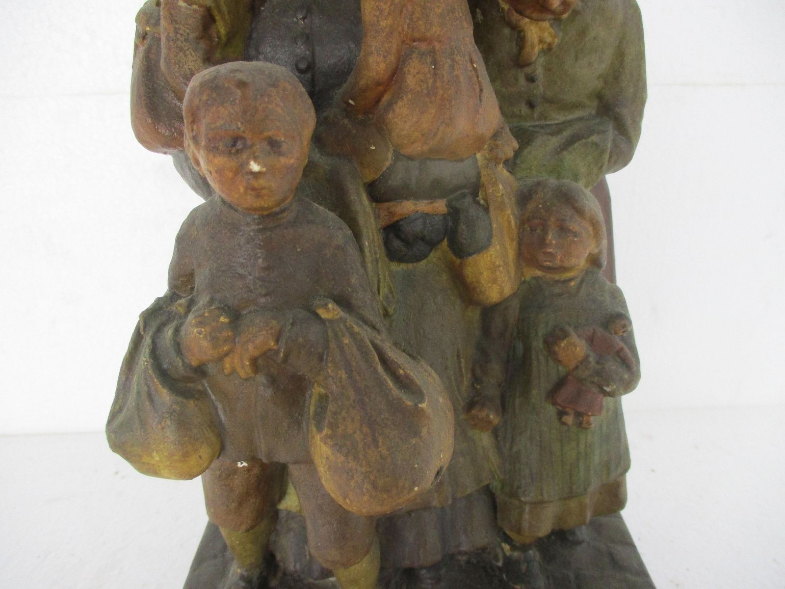 Statue Figurine Sculpture Children With Mother Titled Refugees Signed O Van Haeg photo 101.0