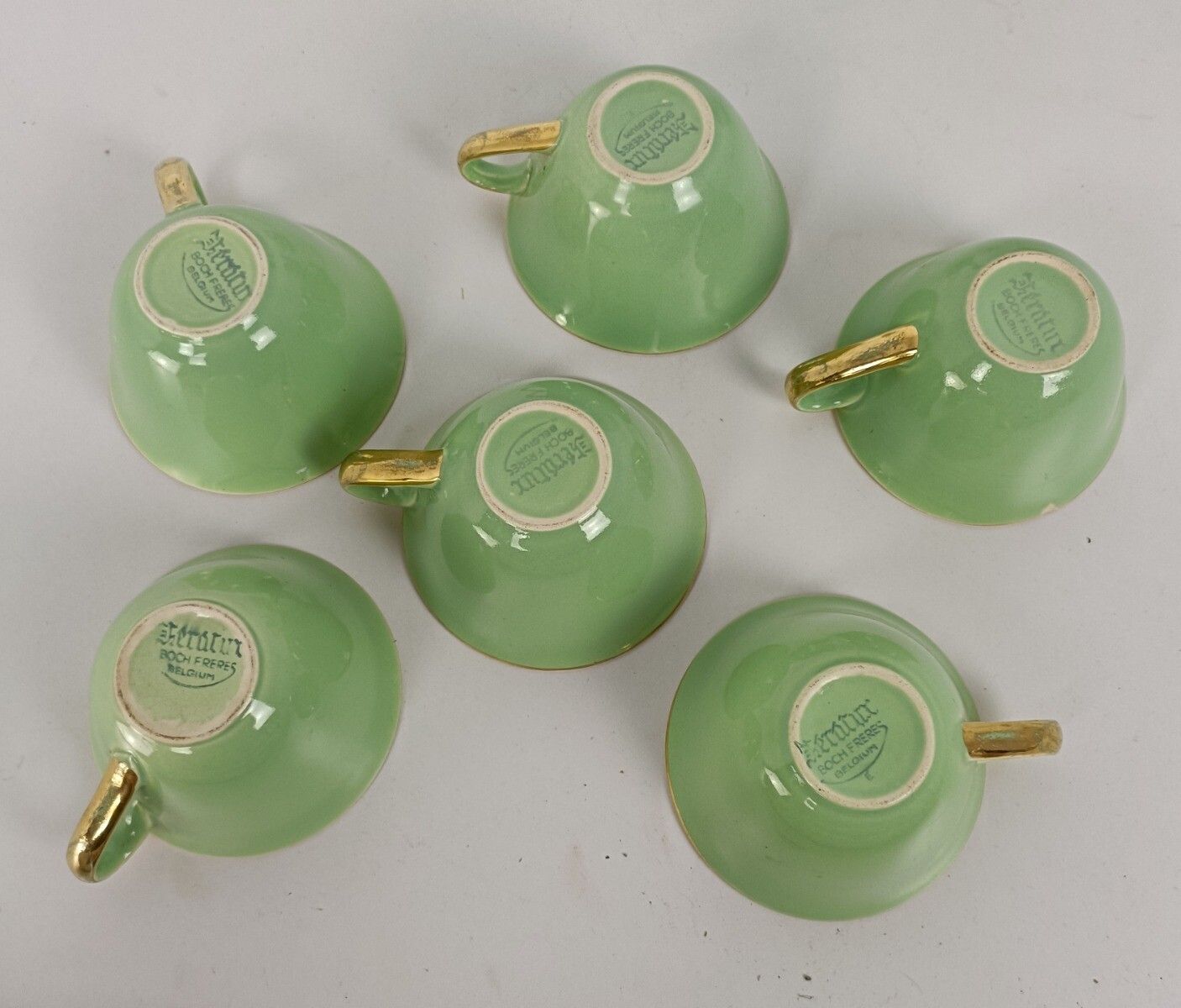 Coffee Tea Set  Boch Freres Keralux Belgium Expo 58, Mint Green Gold 24 K Boch S photo Home Decor