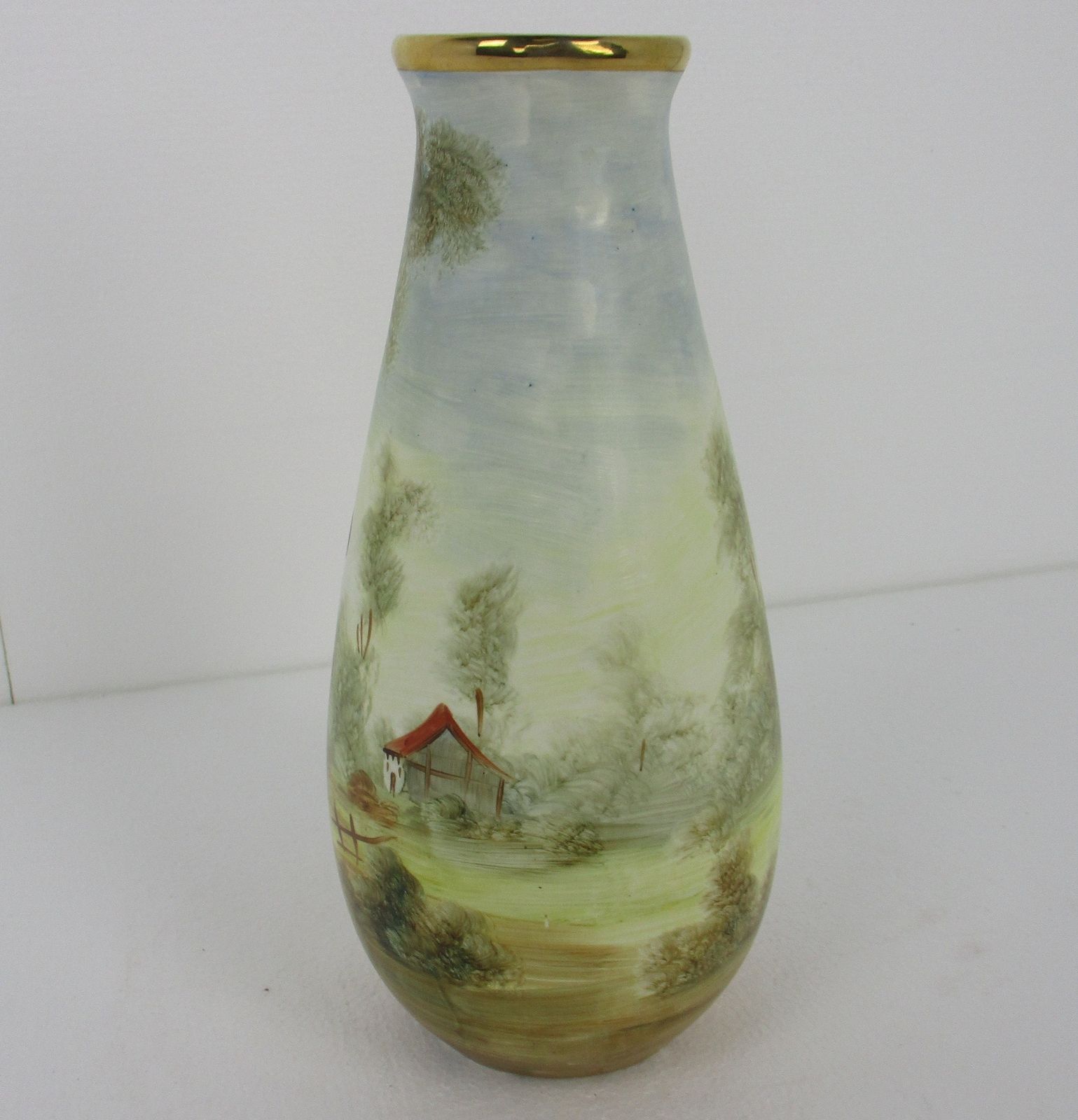 French Vase Ceramic Art Pottery Hand Painted Musician Playing Lute Gorgeous photo for sale