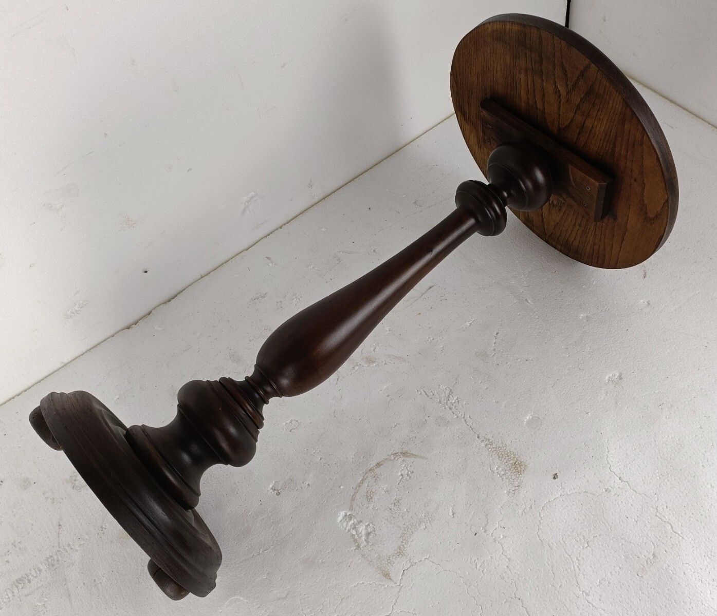 Xl Pedestal Plant Stand Side Table Vintage Carved Wood Impressive Country Barn S photo vinterior