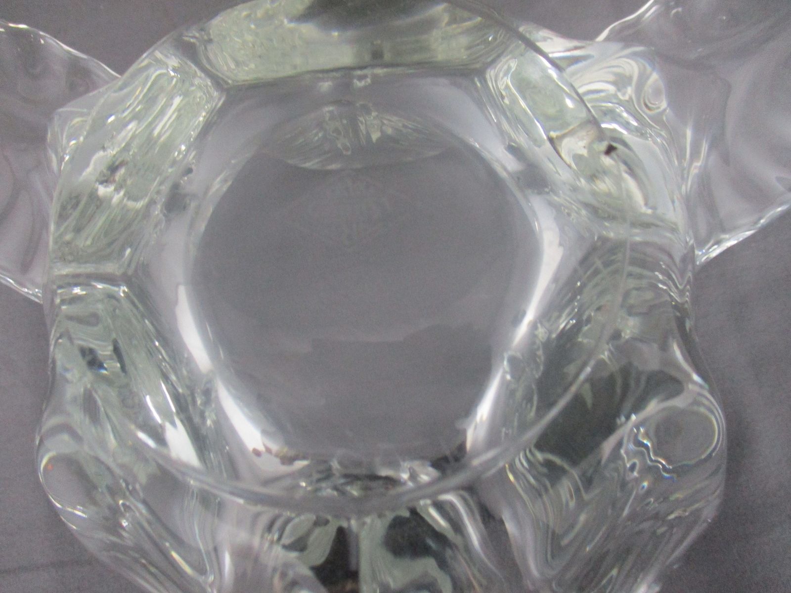 French Crystal Art Vannes Centerpiece Bowl Hand Blown  Fruit Dish Clear photo buy
