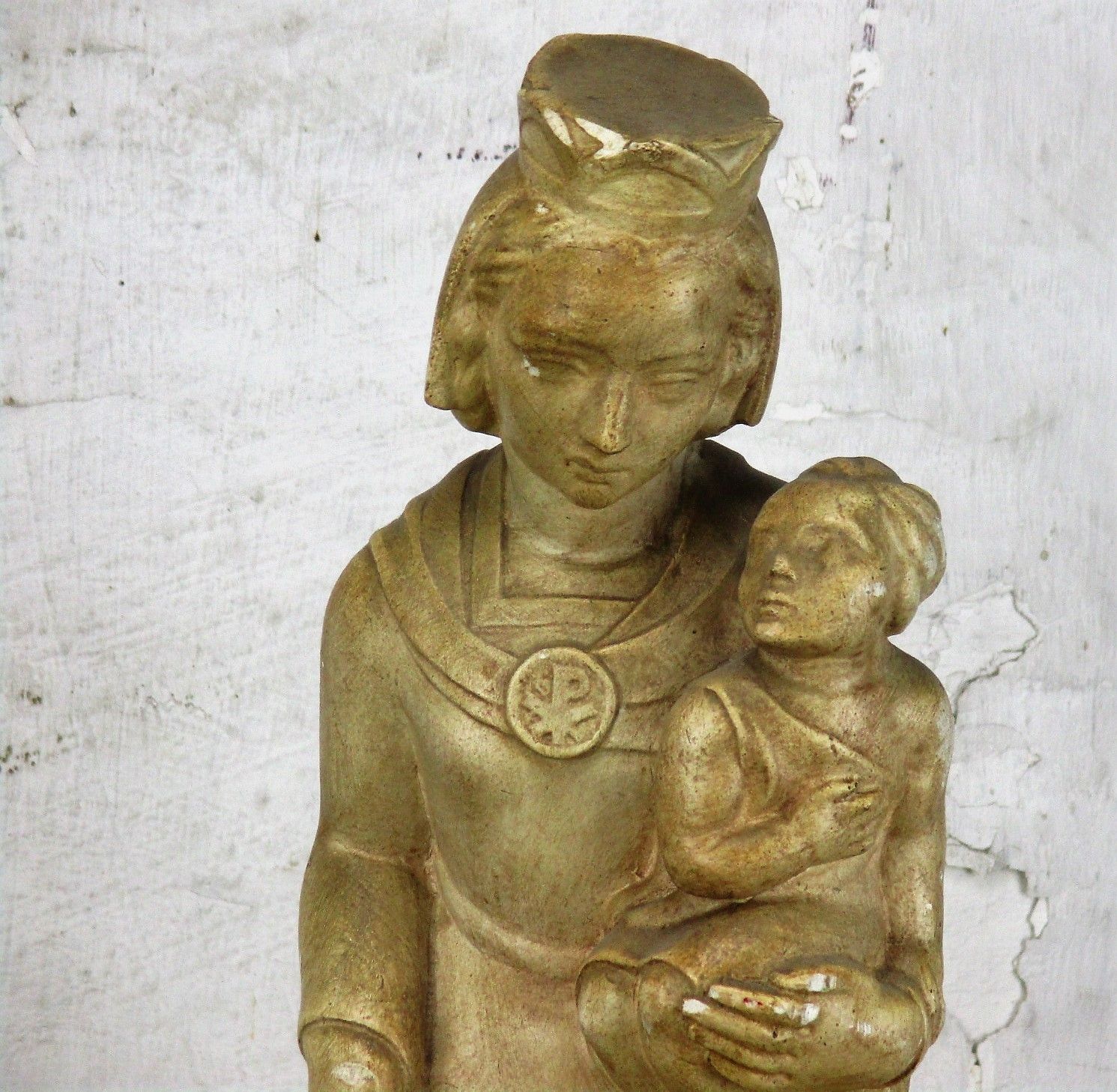 Our Lady Viscountess Fortress Patron Of Youth Movement Plaster Statue Htf 18.89" photo furniture