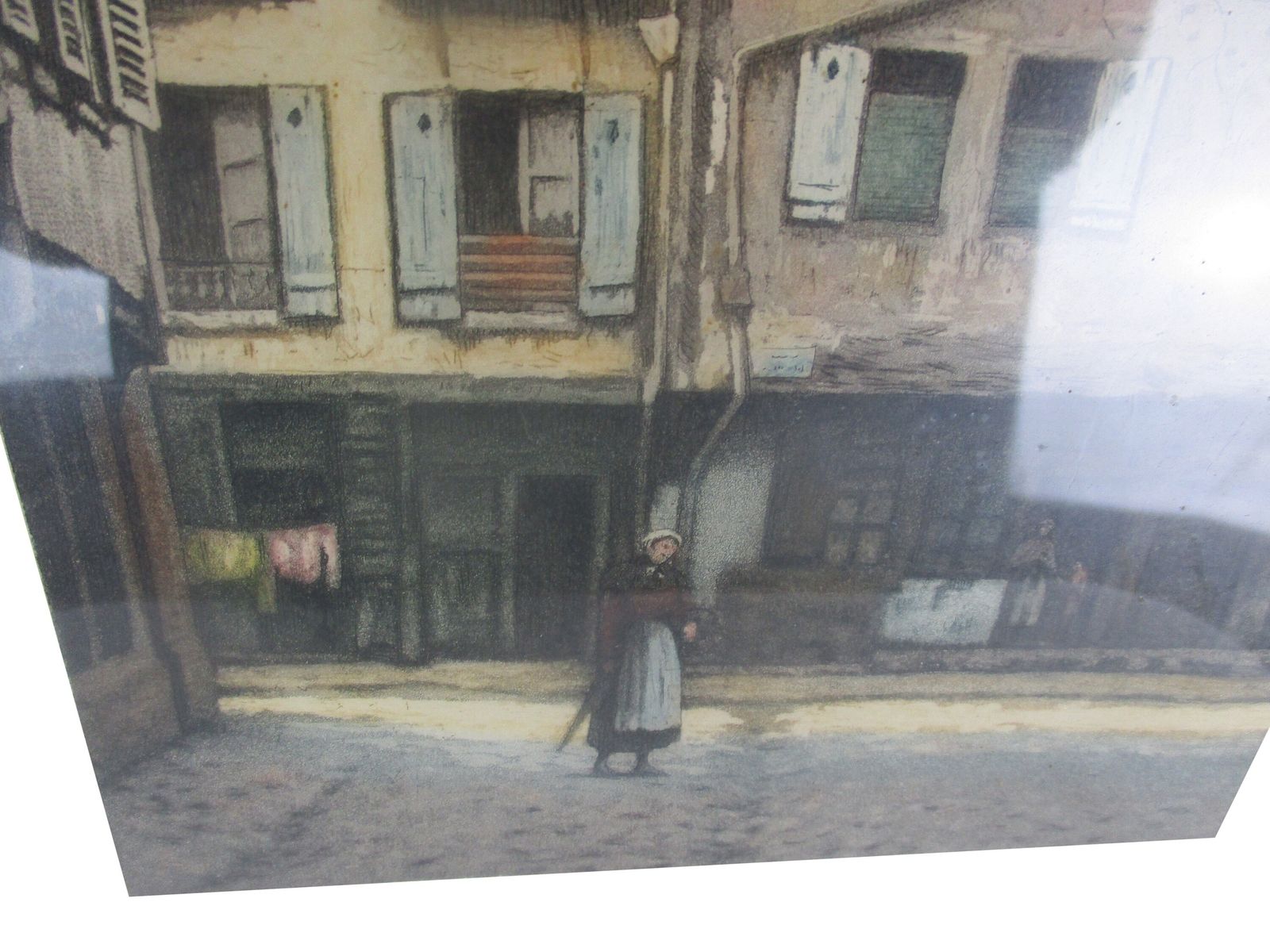 Lovely Painting On Paper G. Marchelly French Village 1969 Framed photo for sale