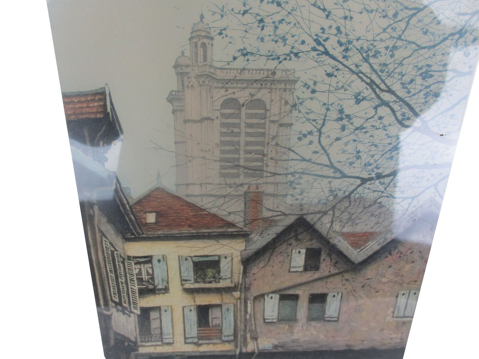 Lovely Painting On Paper G. Marchelly French Village 1969 Framed photo Art
