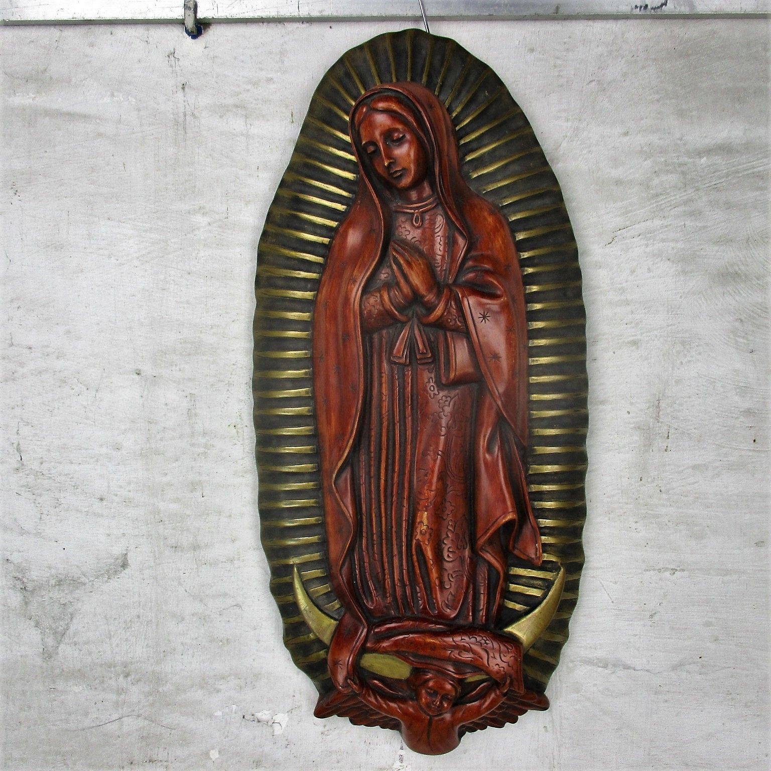 Large Wall Hanging Virgin Mary Infant Child Wall Plaque Hanging Decoration Resin photo 129.0