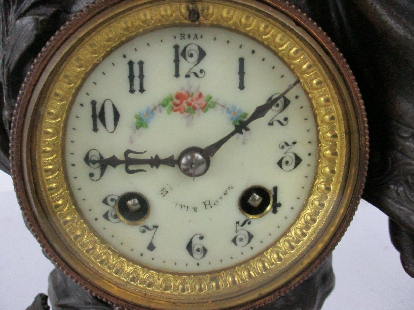 3 Piece Garniture Mantle Set Clock Vases L & F Moreau French  Cherubs Girl Wow photo Home Decor