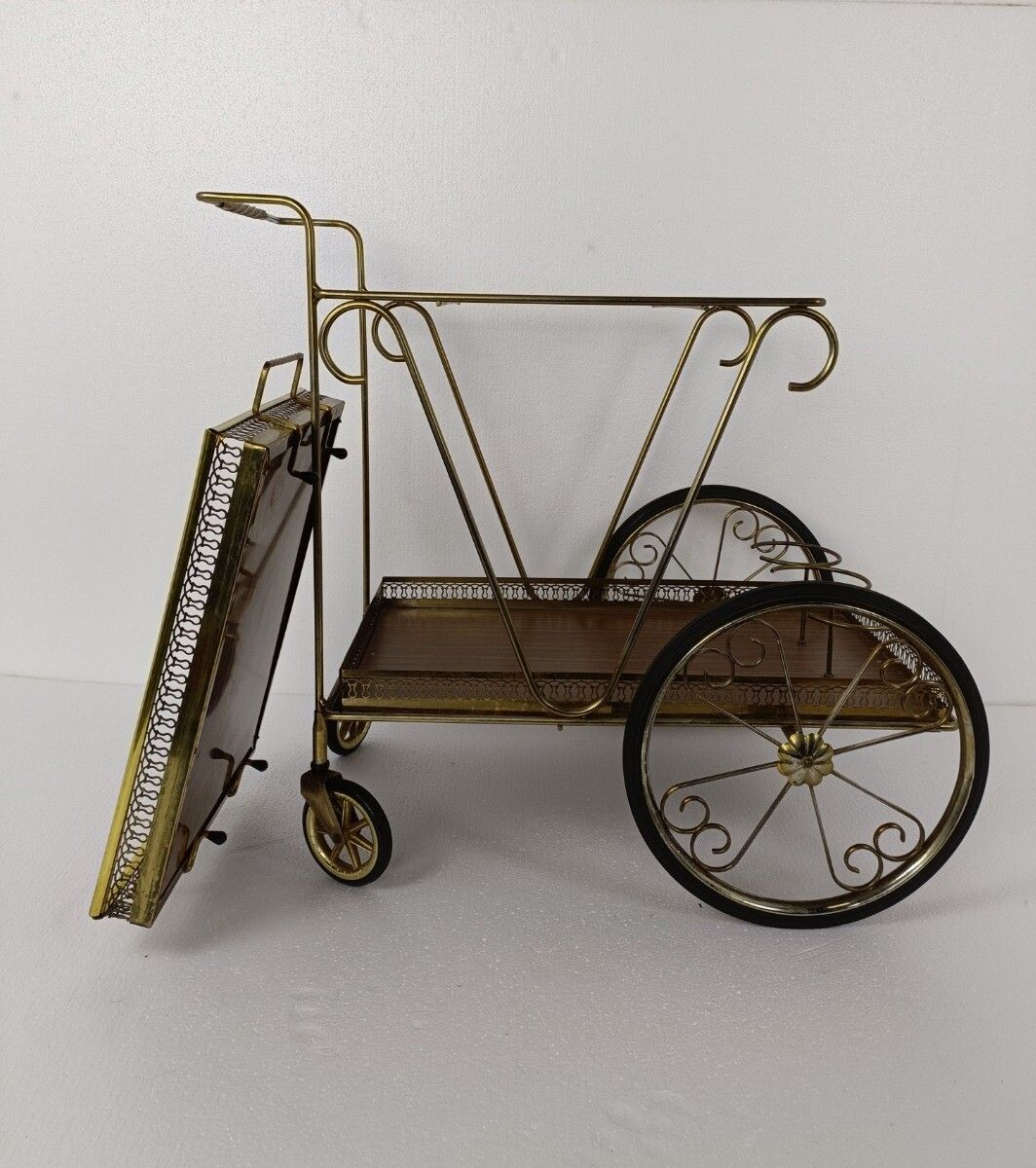 Mid Century Modern Brass Bar Trolley Cart Serving Tray Small  Svenskt Style Wow photo buy