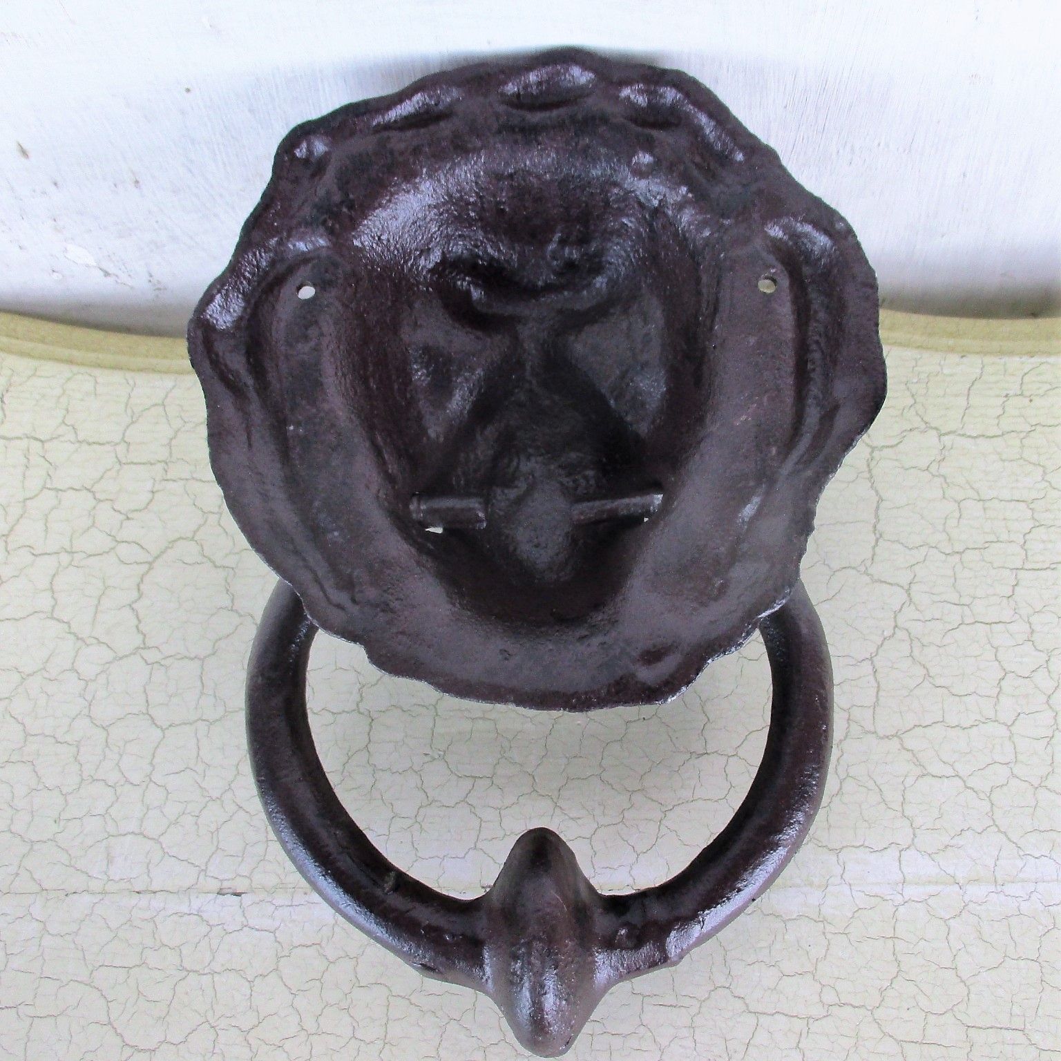 Xxl Cast Iron Door Knocker Lions Head Ring Architectural Gorgeous Reclaimed photo vinterior