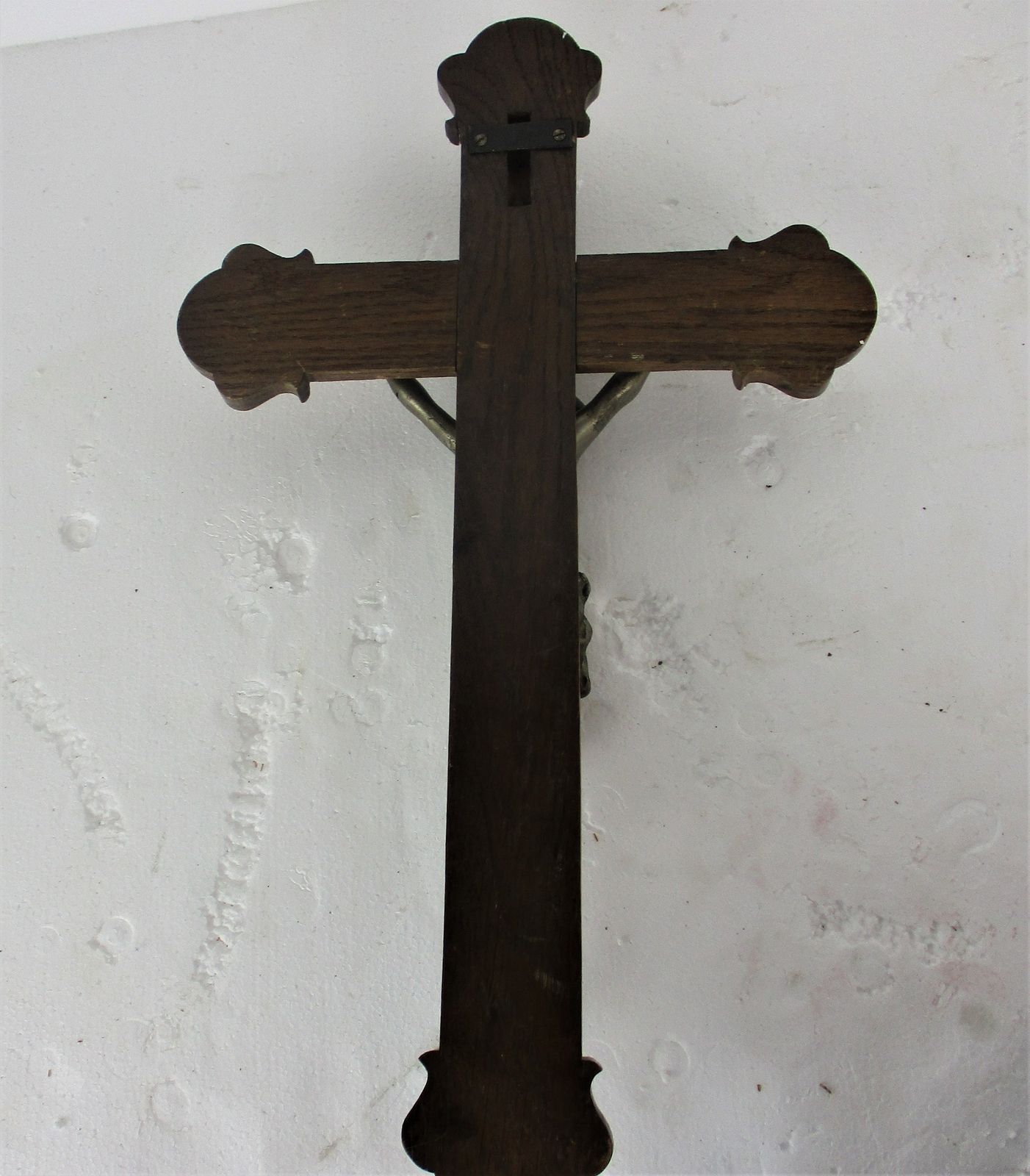 Large Hand Carved Wood Oak Hanging Crucifix Cross Jesus Christ Faux Brass  Corpu photo buy