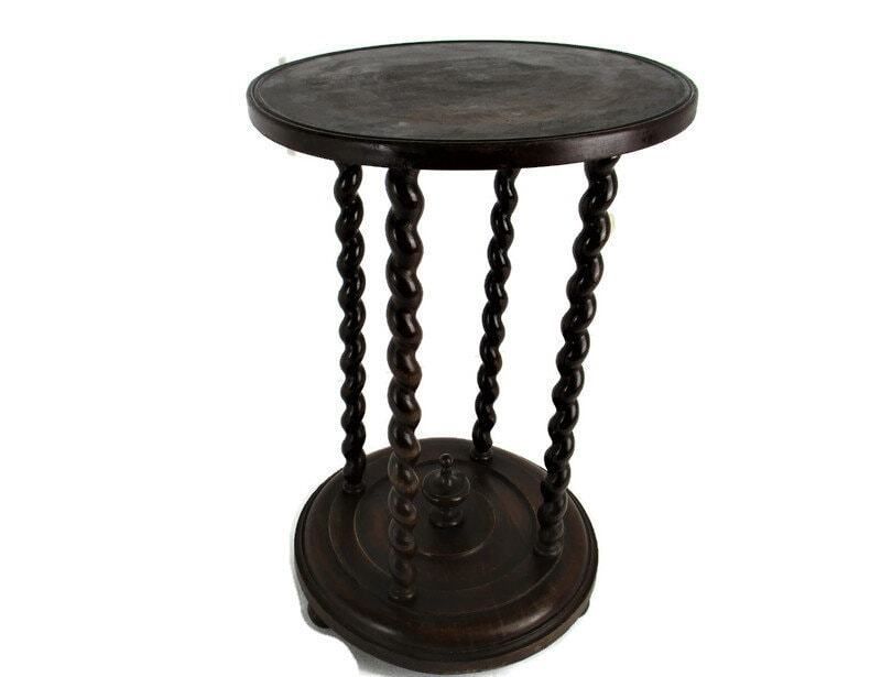 Barley Twist Wooden Side Display Coffee Table Pedestal Plant Stand Hand Carved G