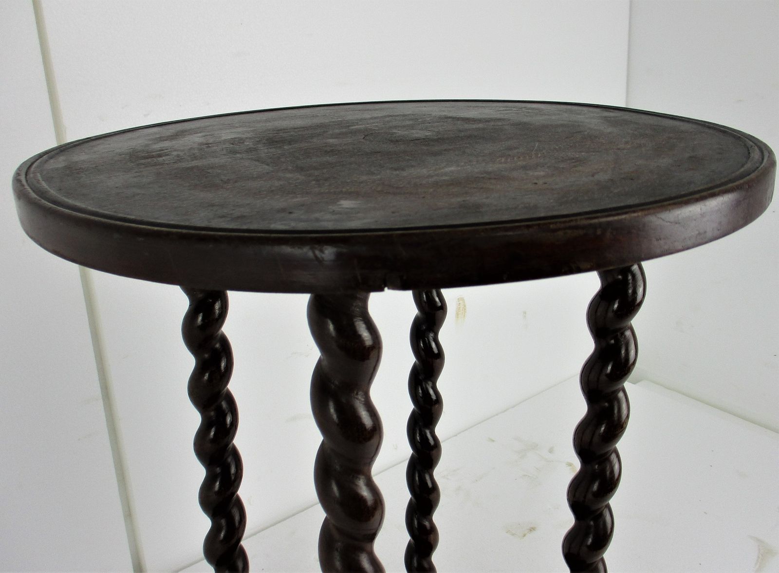Barley Twist Wooden Side Display Coffee Table Pedestal Plant Stand Hand Carved G photo for sale