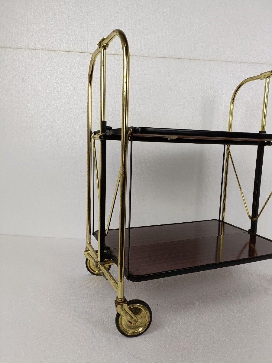 Mid Century Side Table Bar Cart Tea Cocktail Serving Trolley Belgium  Foldable photo for sale