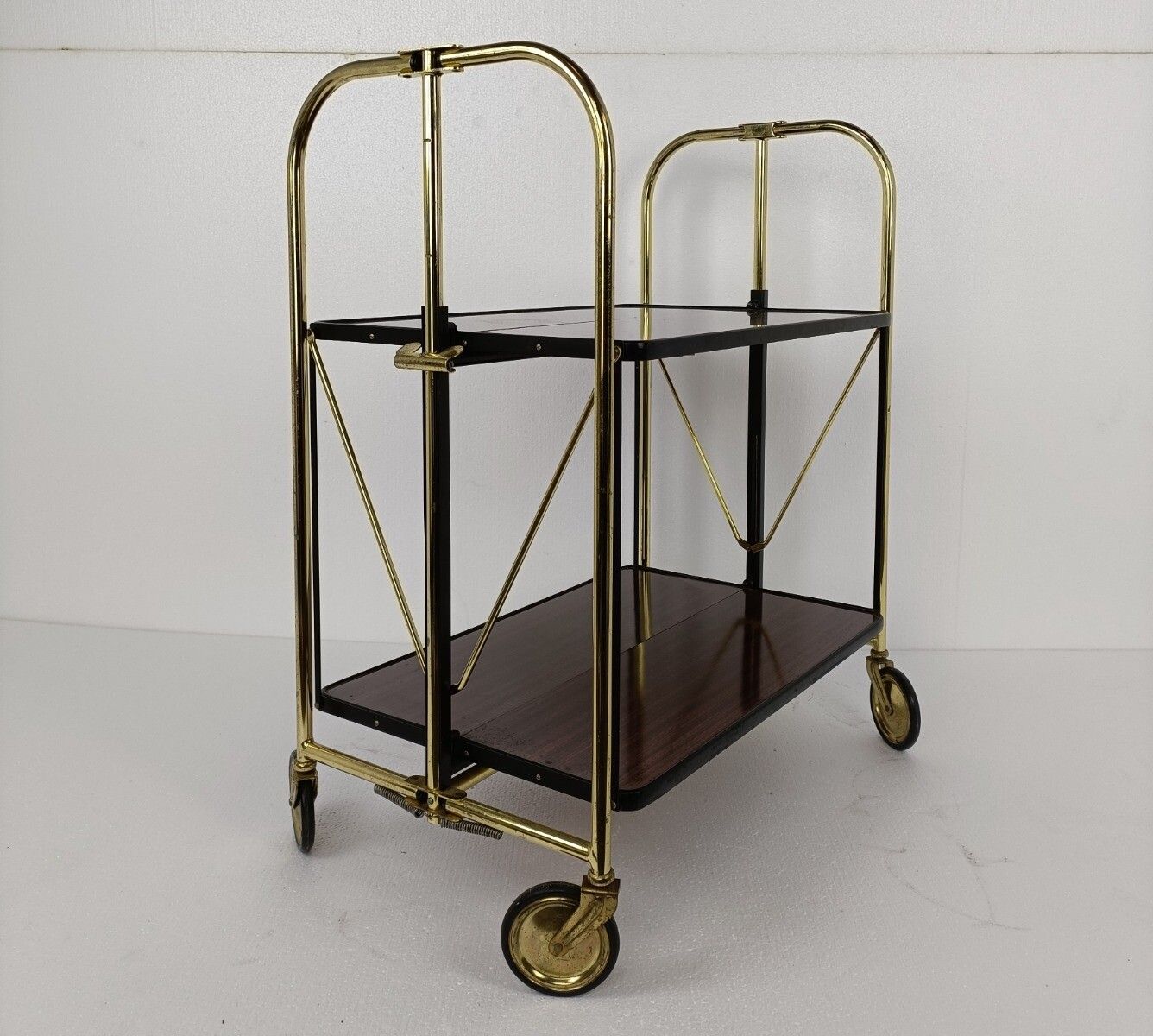 Mid Century Side Table Bar Cart Tea Cocktail Serving Trolley Belgium  Foldable photo vinterior