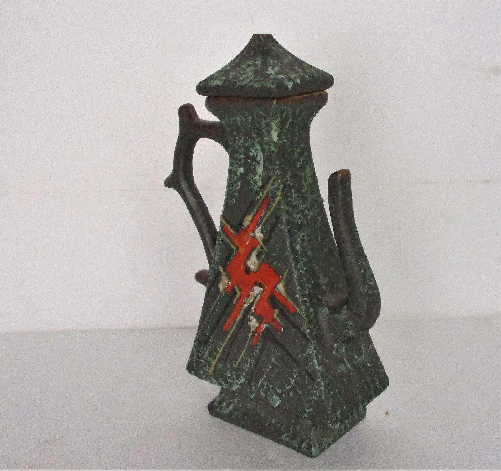 Tea Coffee Pot Fat Lava Stoneware Italy Italian Funky Vintage Retro Rare photo for sale