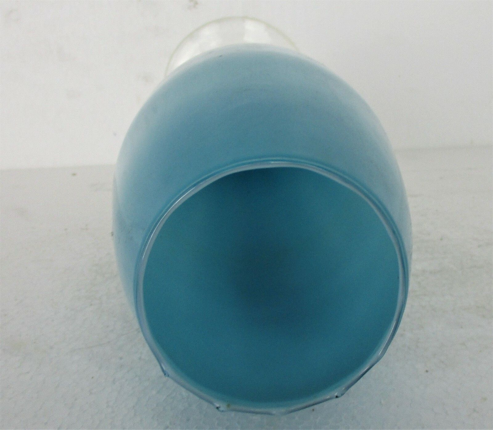 Vintage Goblet Apothecary Jar Cased Art Glass Blue  Mid Century Modern Modernist photo vinterior