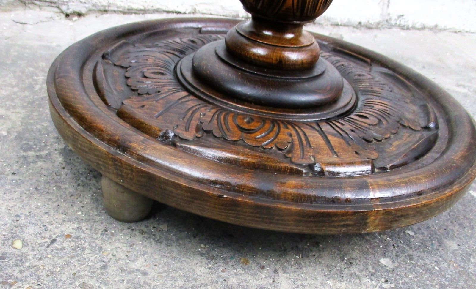 L Hand Carved Ornate Wood  Barley Twist Pedestal Display Side Table Plant Stand photo buy