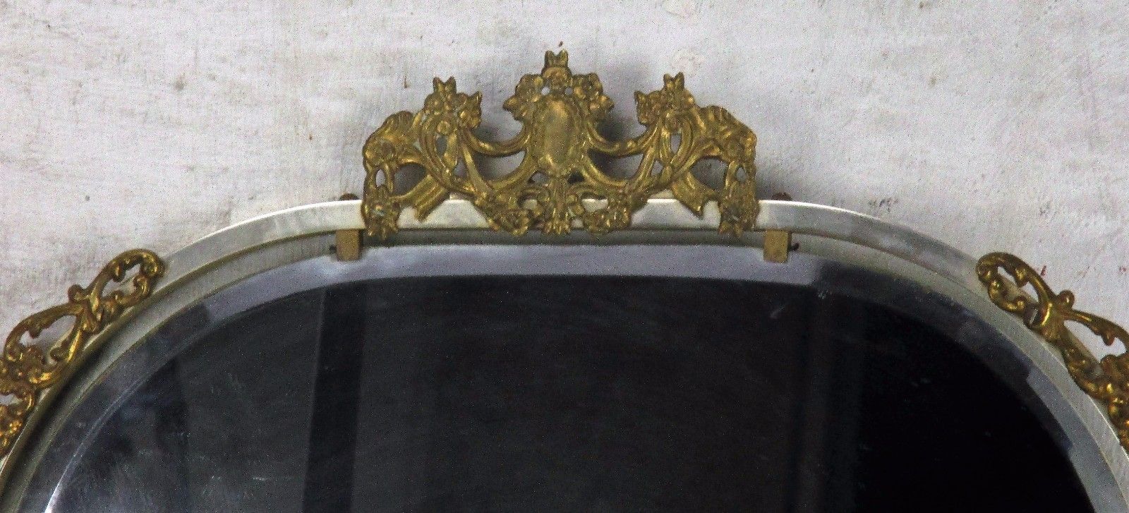 Wall Hanging Mirror Ornate Brass French Hollywood Regency Beveled Glass Vanity photo 260.0