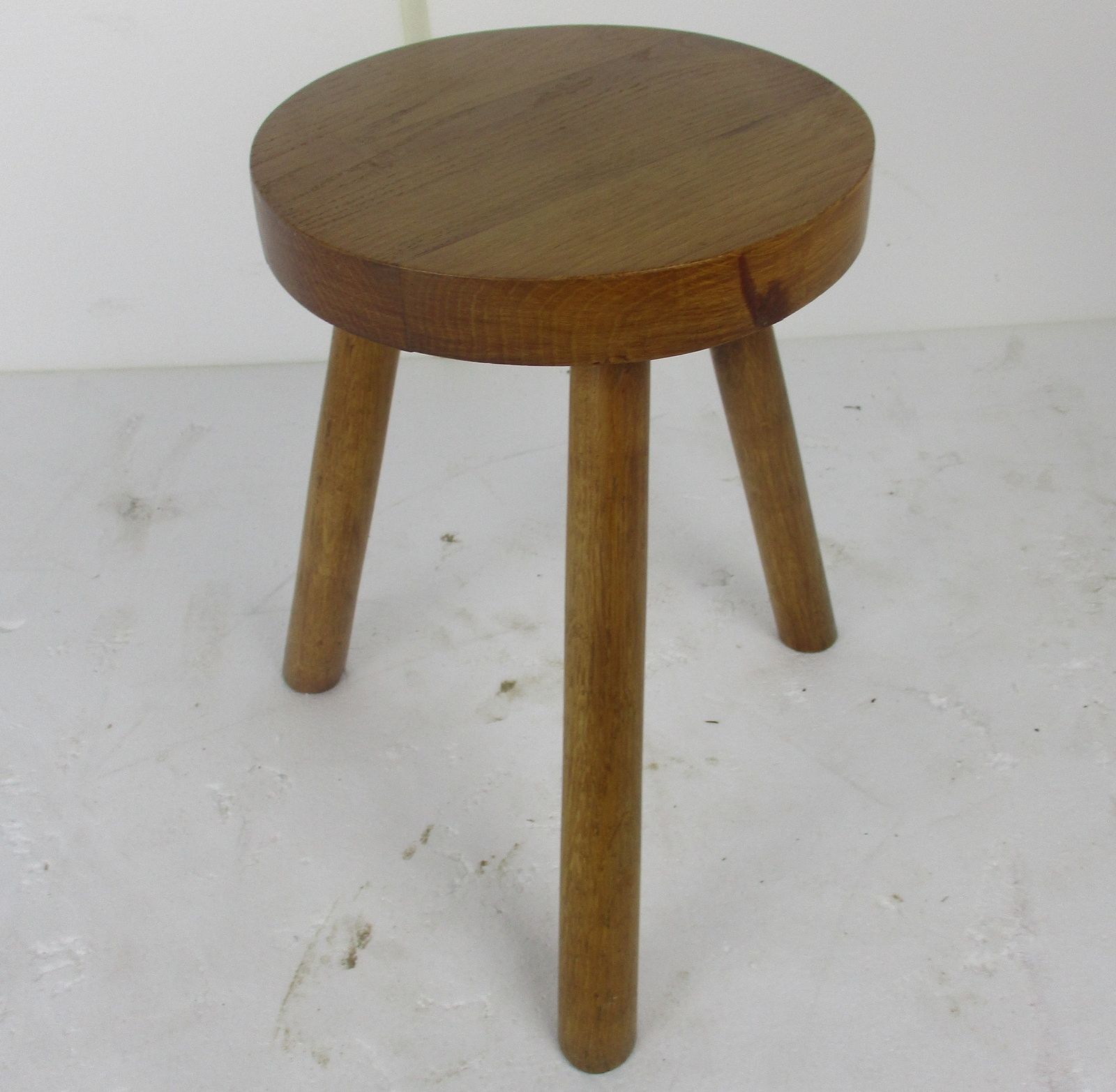Vintage Hand Carved Wood Tripod Milking Stool Pedestal Table Pedestal Barn Style photo for sale