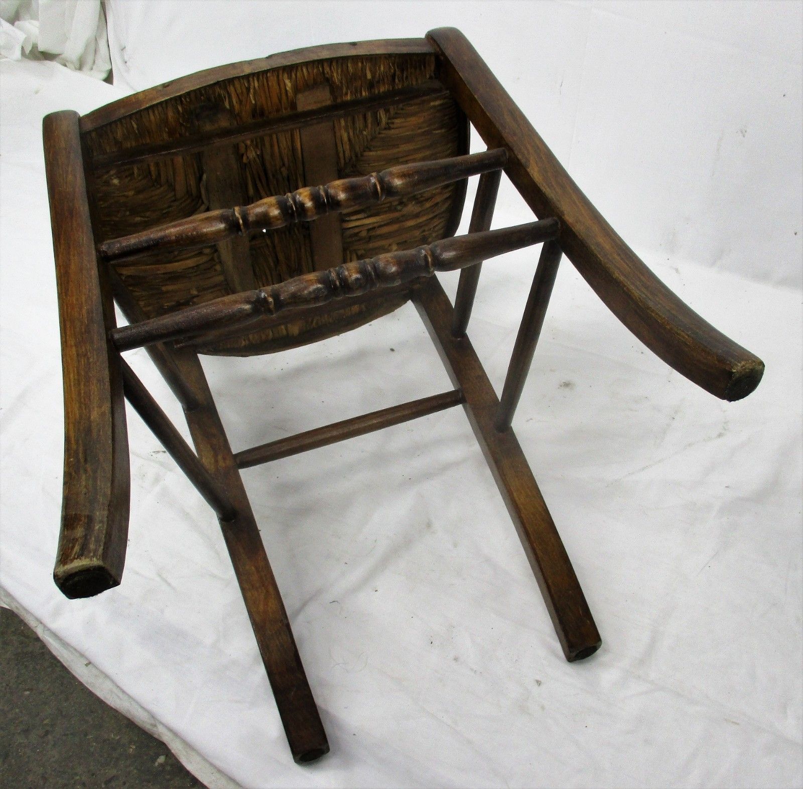 photo for sale Antique Wooden Chair Rush Seating Adjustable Back Extremely Rare Funky