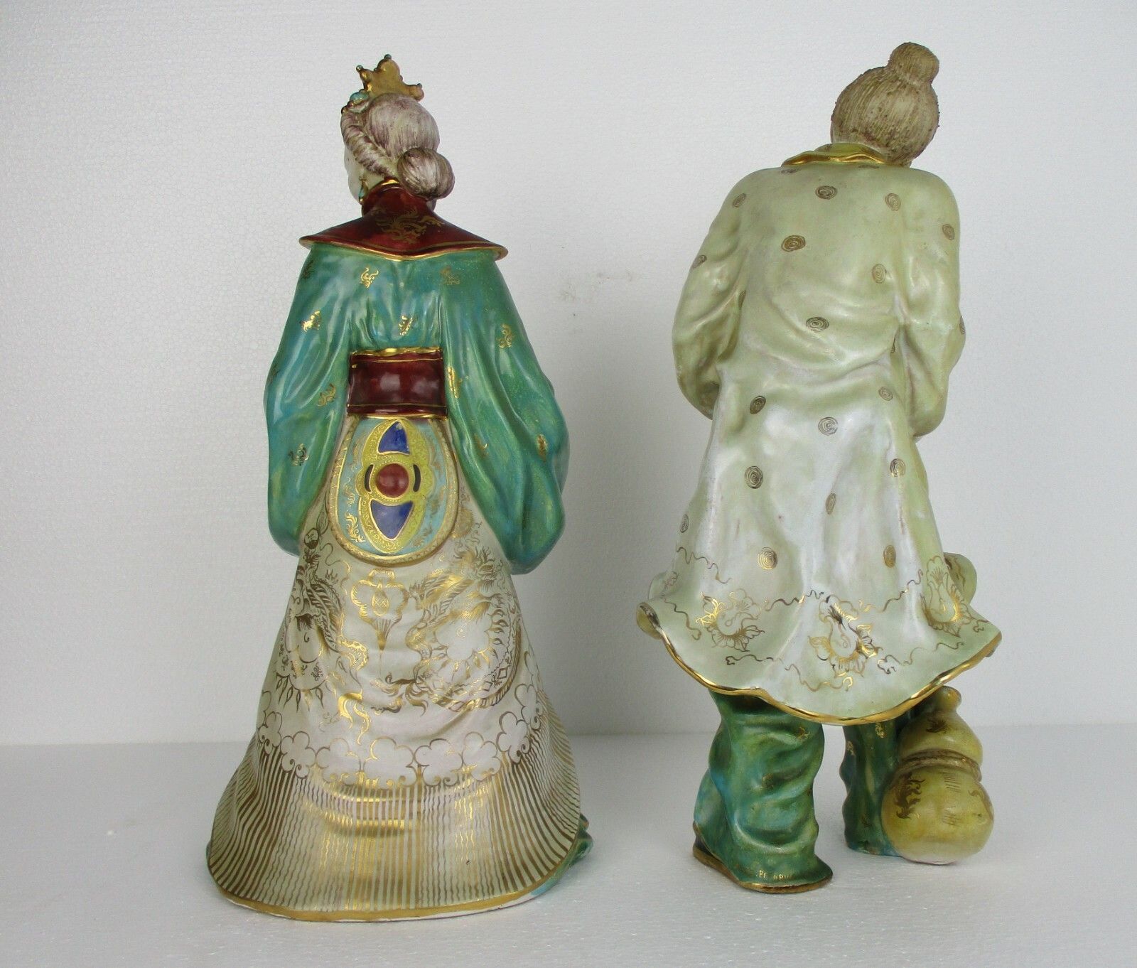 Couple Eugenio Pattarino Italy Polychrome  Statues Sculptures Chinese Couple Htf photo 1150.0