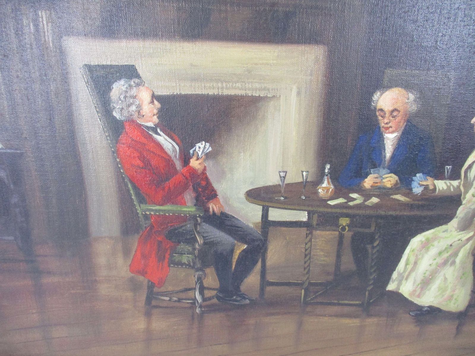Oil Painting On Canvas Gorgeous Wooden Frame  Exquisite  Xl  Victorian Gentlemen photo Art
