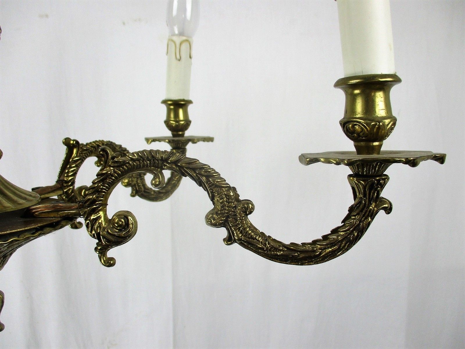 French Hollywood Regency Embossed Brass Chandelier Ornate 6 Lights Grapes Lovely photo vintage