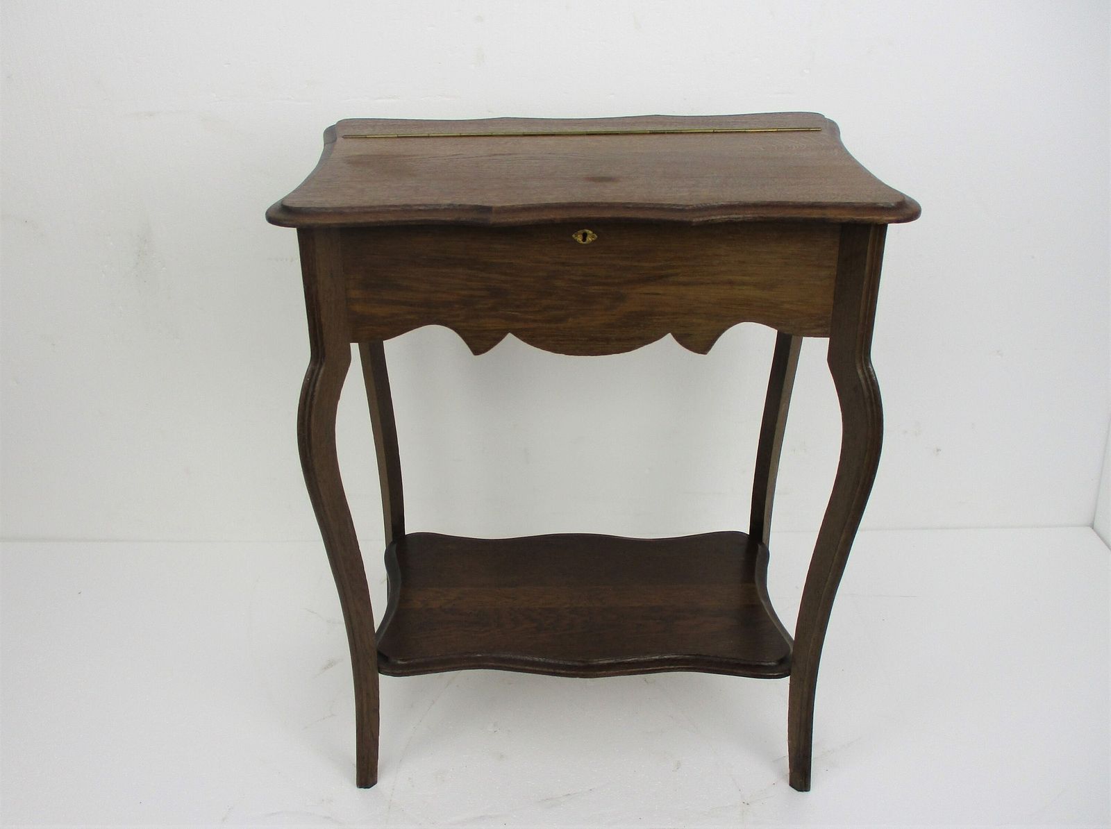 Antique Art Nouveau Sewing Quilting Box Table Cabinet Two Tier Extremely Rare Go photo for sale