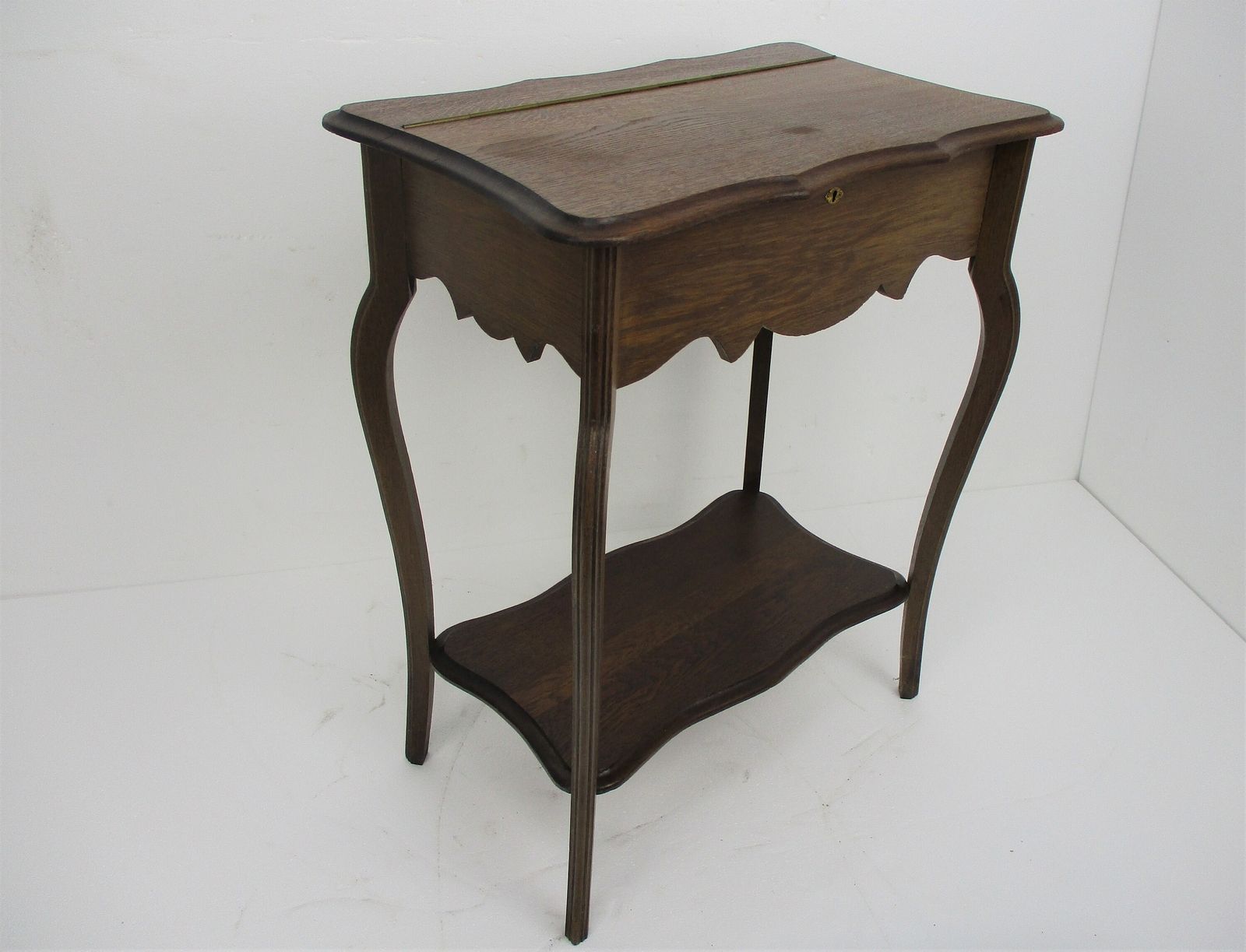 Antique Art Nouveau Sewing Quilting Box Table Cabinet Two Tier Extremely Rare Go photo Furniture